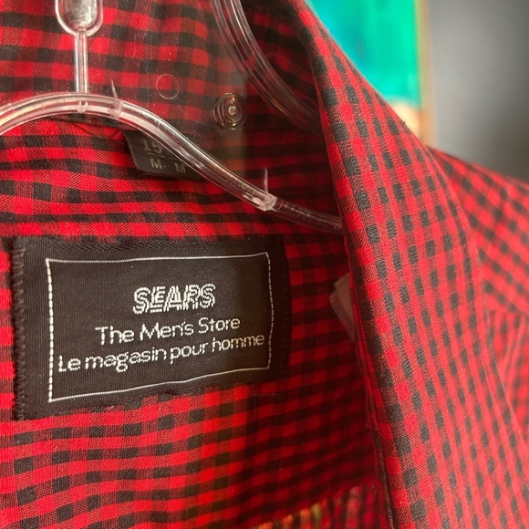 Vintage Sears Red and Black Plaid Shirt M - Picture 8 of 15